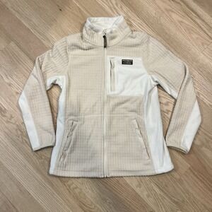 LL Bean Women's Mountain Classic Windproof Fleece Jacket Sz M Bone Natural Cream